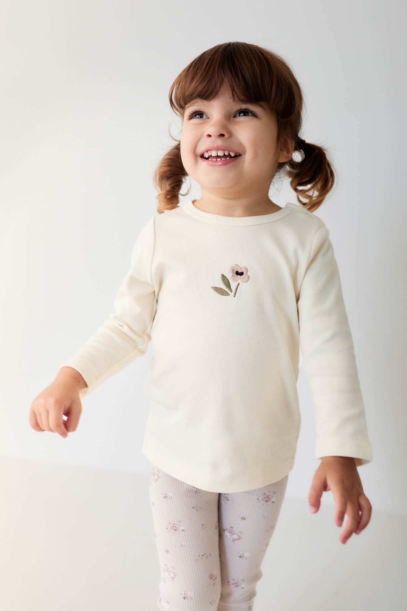 Pima Cotton Long Sleeve Top - Parchment Petite Goldie Jamie Kay - enjoykidsus