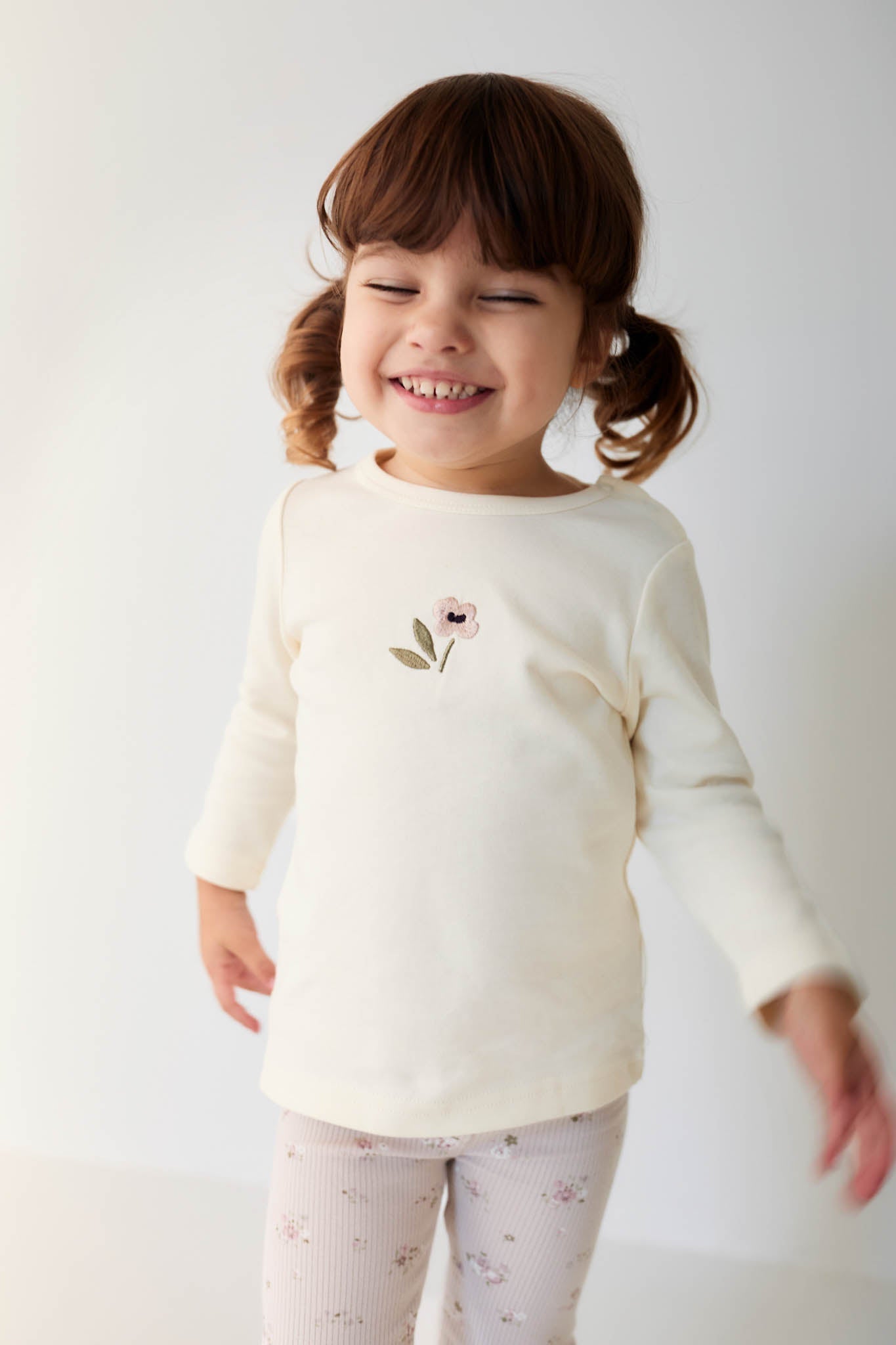 Pima Cotton Long Sleeve Top - Parchment Petite Goldie Jamie Kay - enjoykidsus