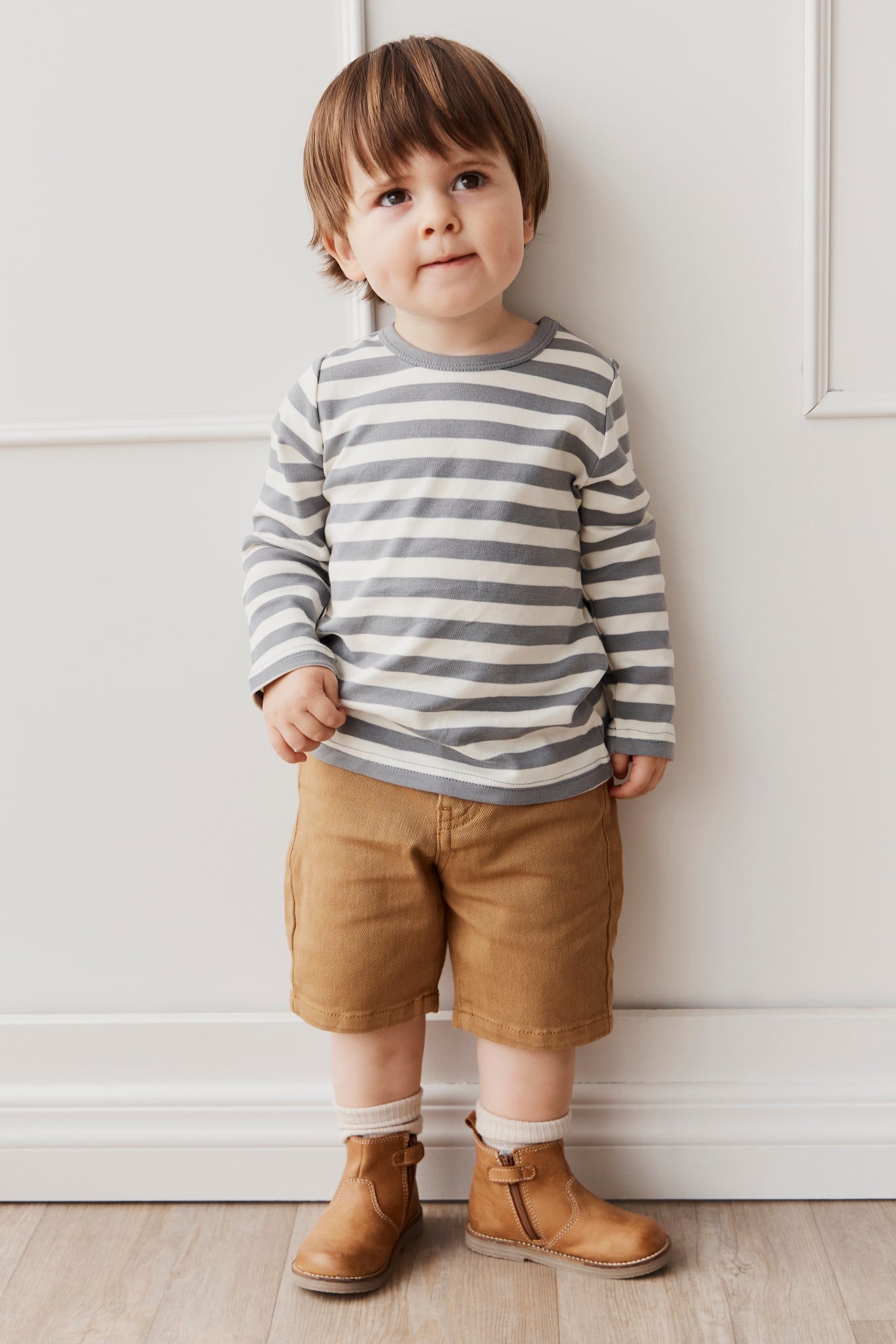 Pima Cotton Vinny Long Sleeve Top - Olive Stripe Jamie Kay