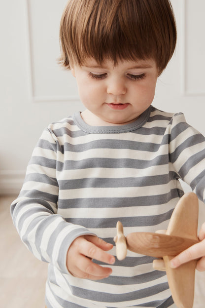 Pima Cotton Vinny Long Sleeve Top - Olive Stripe Jamie Kay