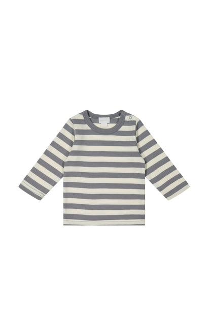 Pima Cotton Vinny Long Sleeve Top - Olive Stripe Jamie Kay