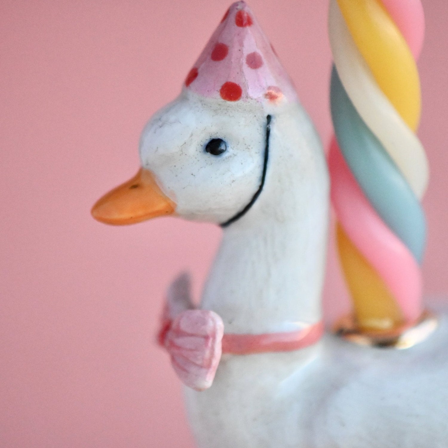 Camp Hollow Pink Goose Birthday Candle Holder | Porcelain Cake Topper