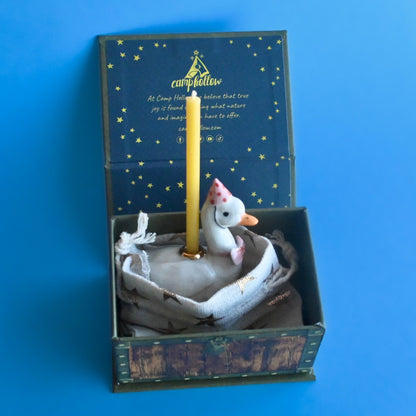 Camp Hollow Pink Goose Birthday Candle Holder | Porcelain Cake Topper