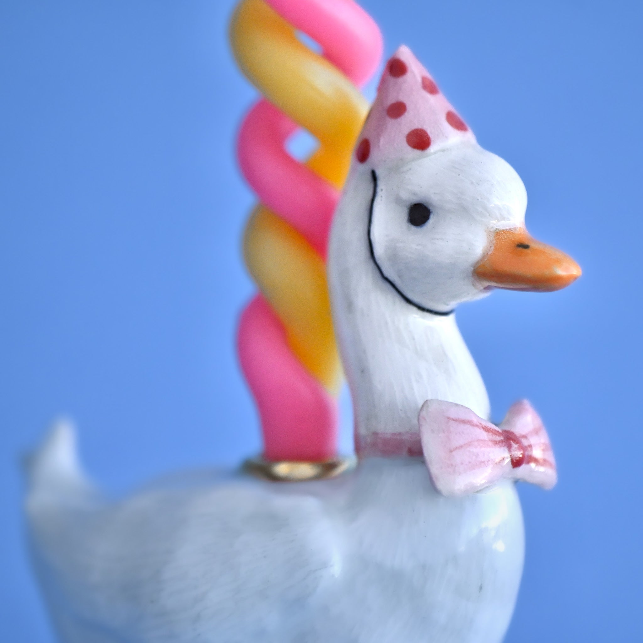 Camp Hollow Pink Goose Birthday Candle Holder | Porcelain Cake Topper