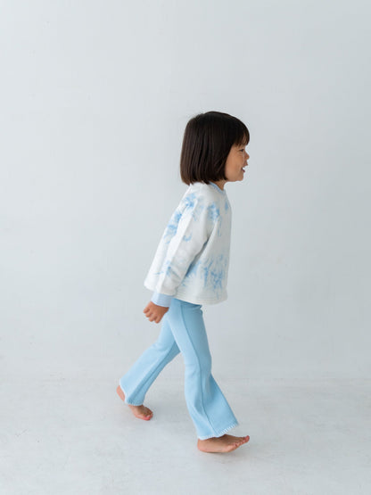 Pippi + Lotta Stitch Flare Pants - Blue | Soft Ribbed Flare Pants for Kids Pippi + Lotta