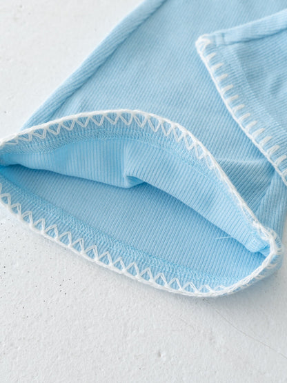 Pippi + Lotta Stitch Flare Pants - Blue | Soft Ribbed Flare Pants for Kids Pippi + Lotta