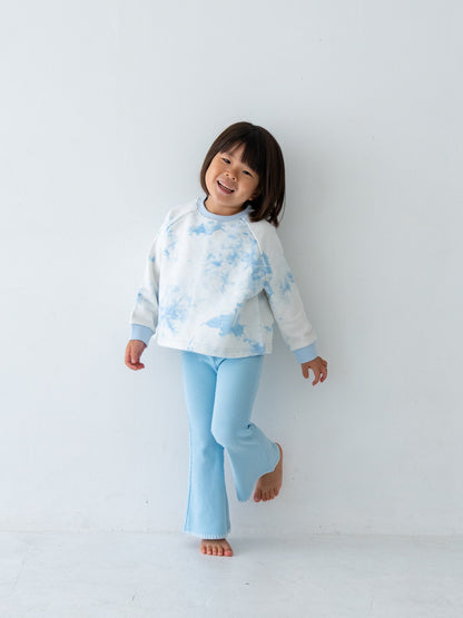 Pippi + Lotta Stitch Flare Pants - Blue | Soft Ribbed Flare Pants for Kids Pippi + Lotta