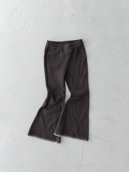 Pippi + Lotta Stitch Flare Pants - Charcoal | Soft Ribbed Flare Pants for Kids Pippi + Lotta