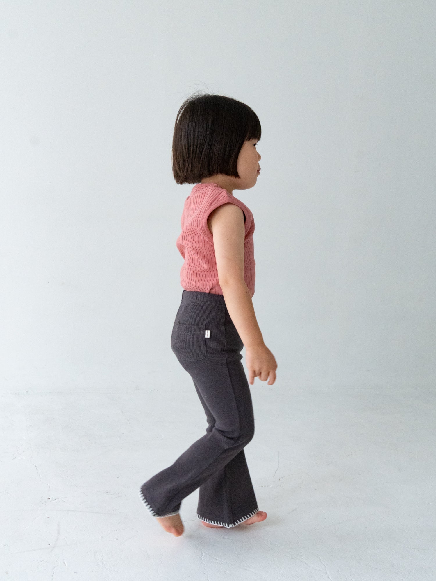 Pippi + Lotta Stitch Flare Pants - Charcoal | Soft Ribbed Flare Pants for Kids Pippi + Lotta
