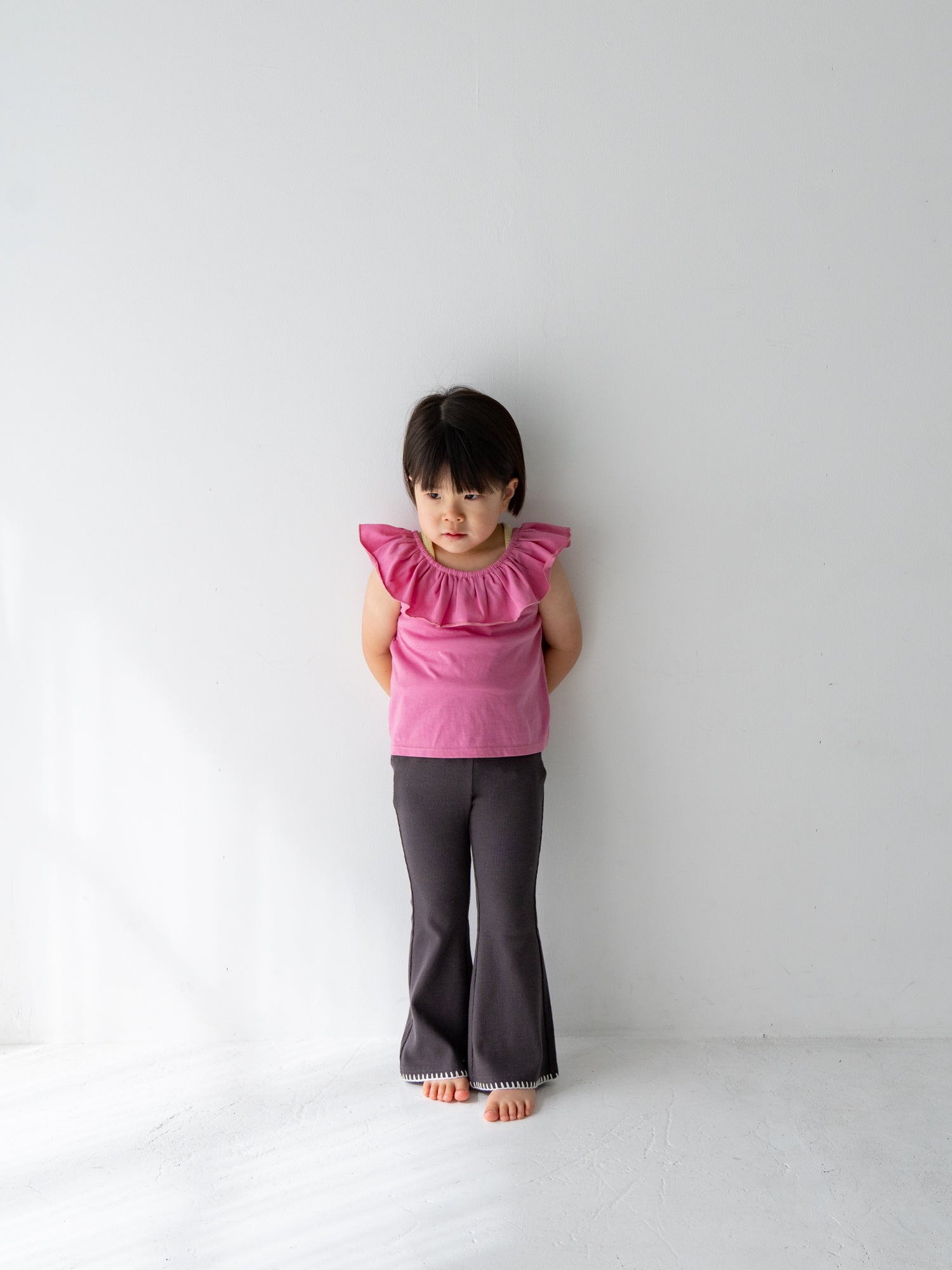 Pippi + Lotta Stitch Flare Pants - Charcoal | Soft Ribbed Flare Pants for Kids Pippi + Lotta