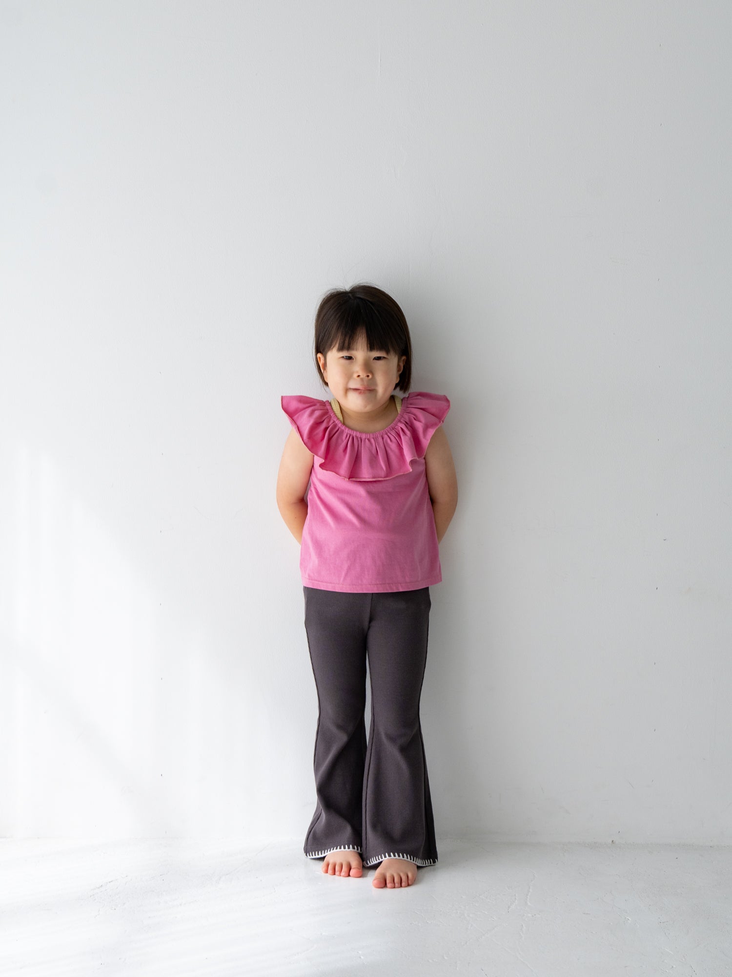 Pippi + Lotta Stitch Flare Pants - Charcoal | Soft Ribbed Flare Pants for Kids Pippi + Lotta