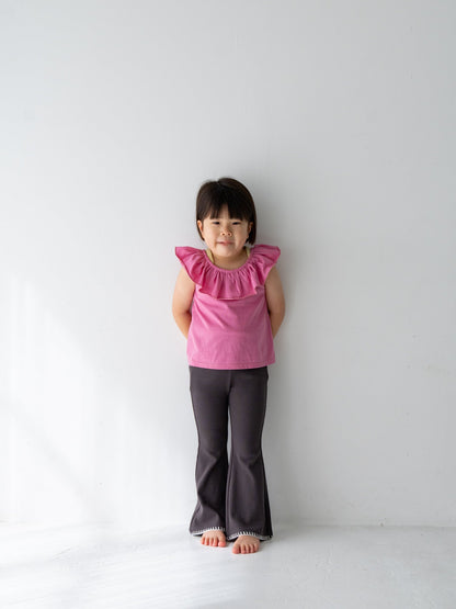 Pippi + Lotta Stitch Flare Pants - Charcoal | Soft Ribbed Flare Pants for Kids Pippi + Lotta