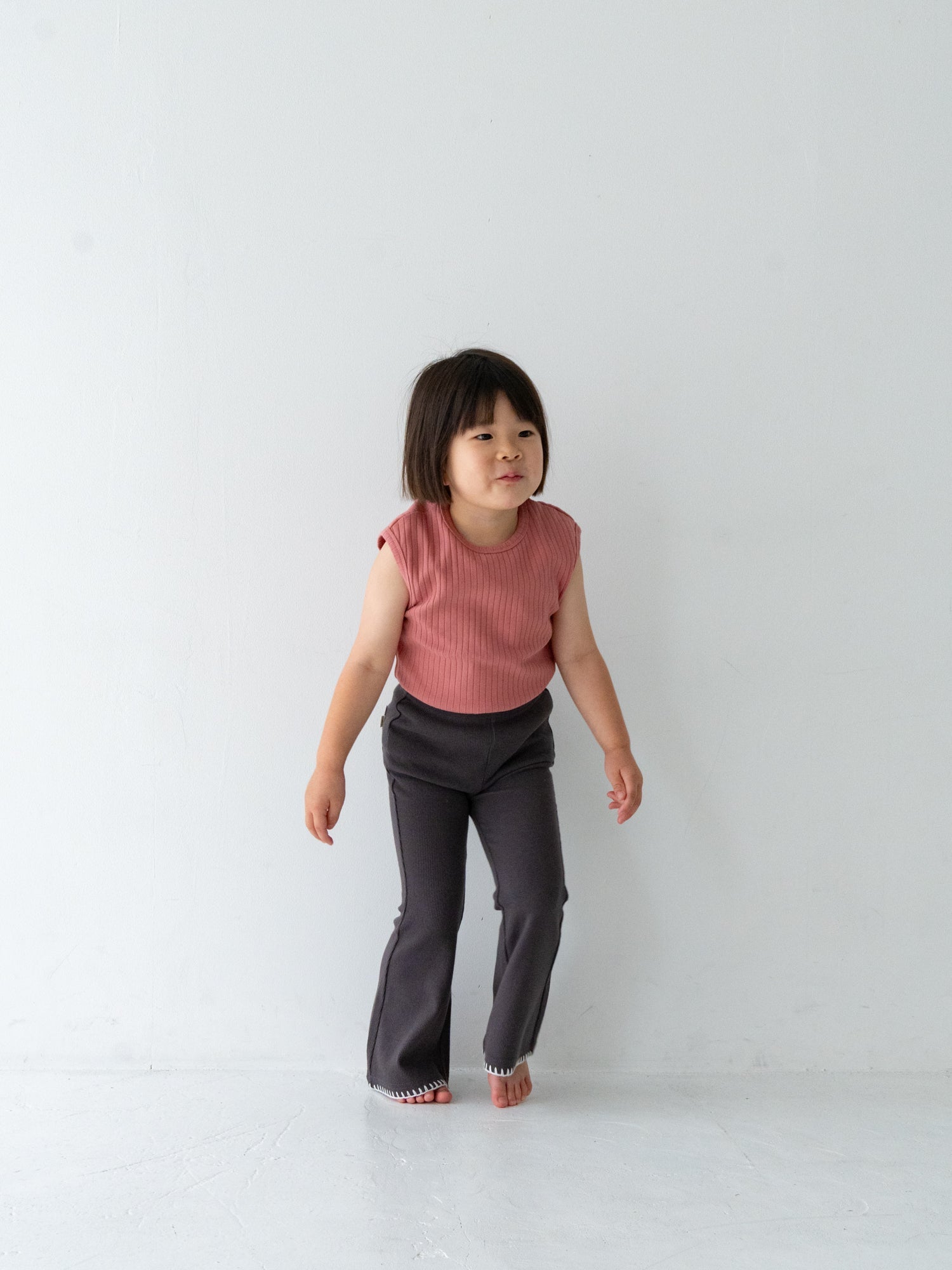 Pippi + Lotta Stitch Flare Pants - Charcoal | Soft Ribbed Flare Pants for Kids Pippi + Lotta