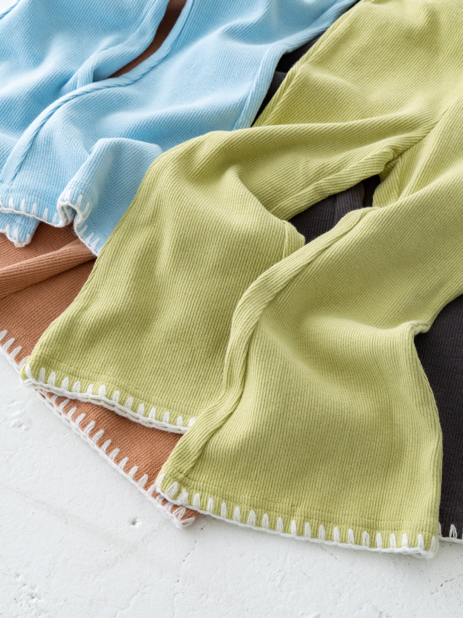 Pippi + Lotta Stitch Flare Pants - Olive | Soft Ribbed Flare Pants for Kids Pippi + Lotta