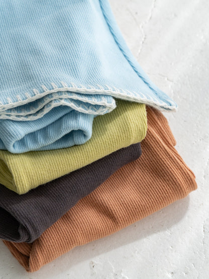 Pippi + Lotta Stitch Flare Pants - Olive | Soft Ribbed Flare Pants for Kids Pippi + Lotta