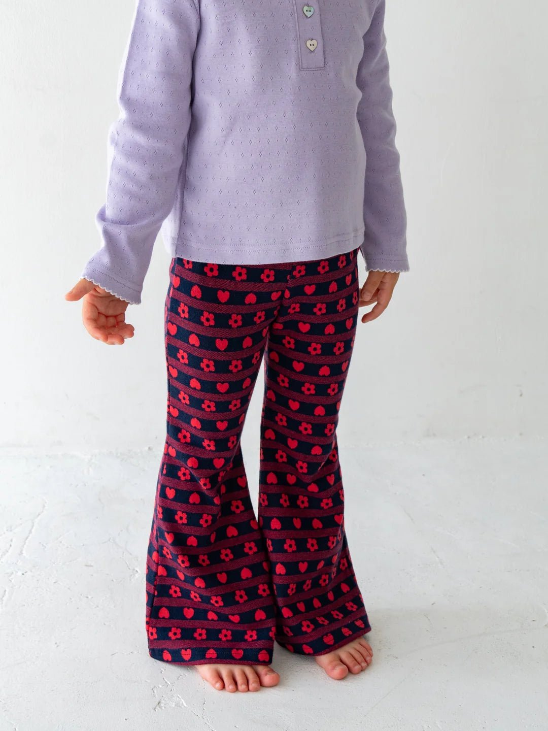 Pippi+Lotta Flower Flare Heart Printed Pants Red Pippi+Lotta