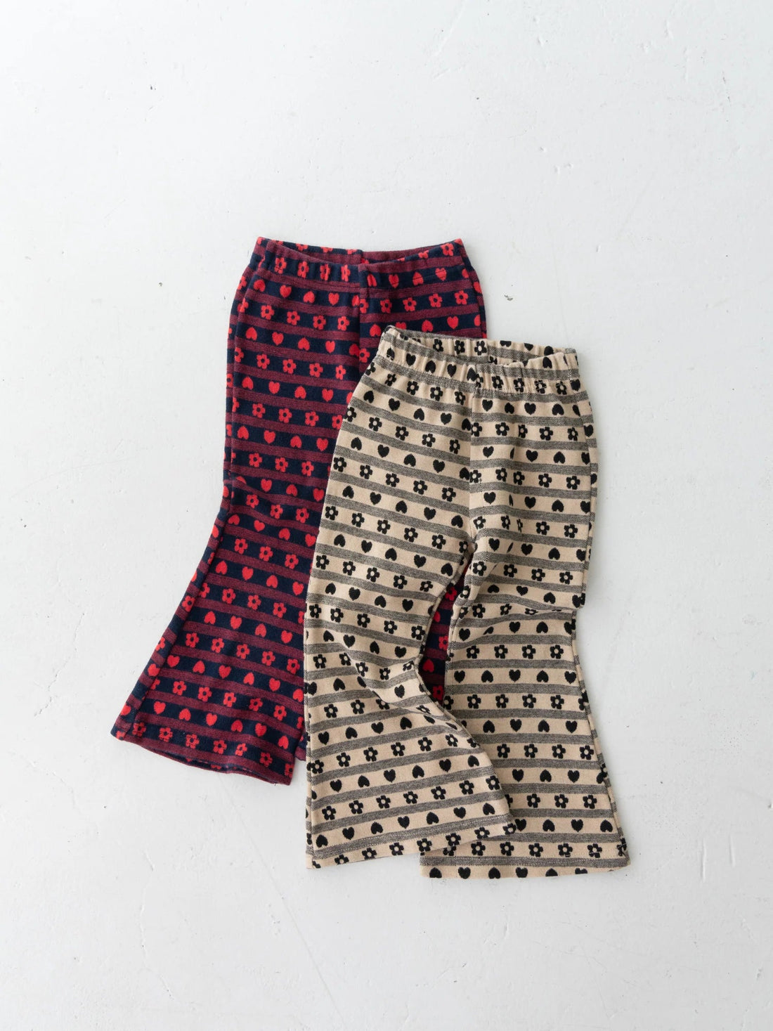 Pippi+Lotta Flower Flare Heart Printed Pants Red Pippi+Lotta