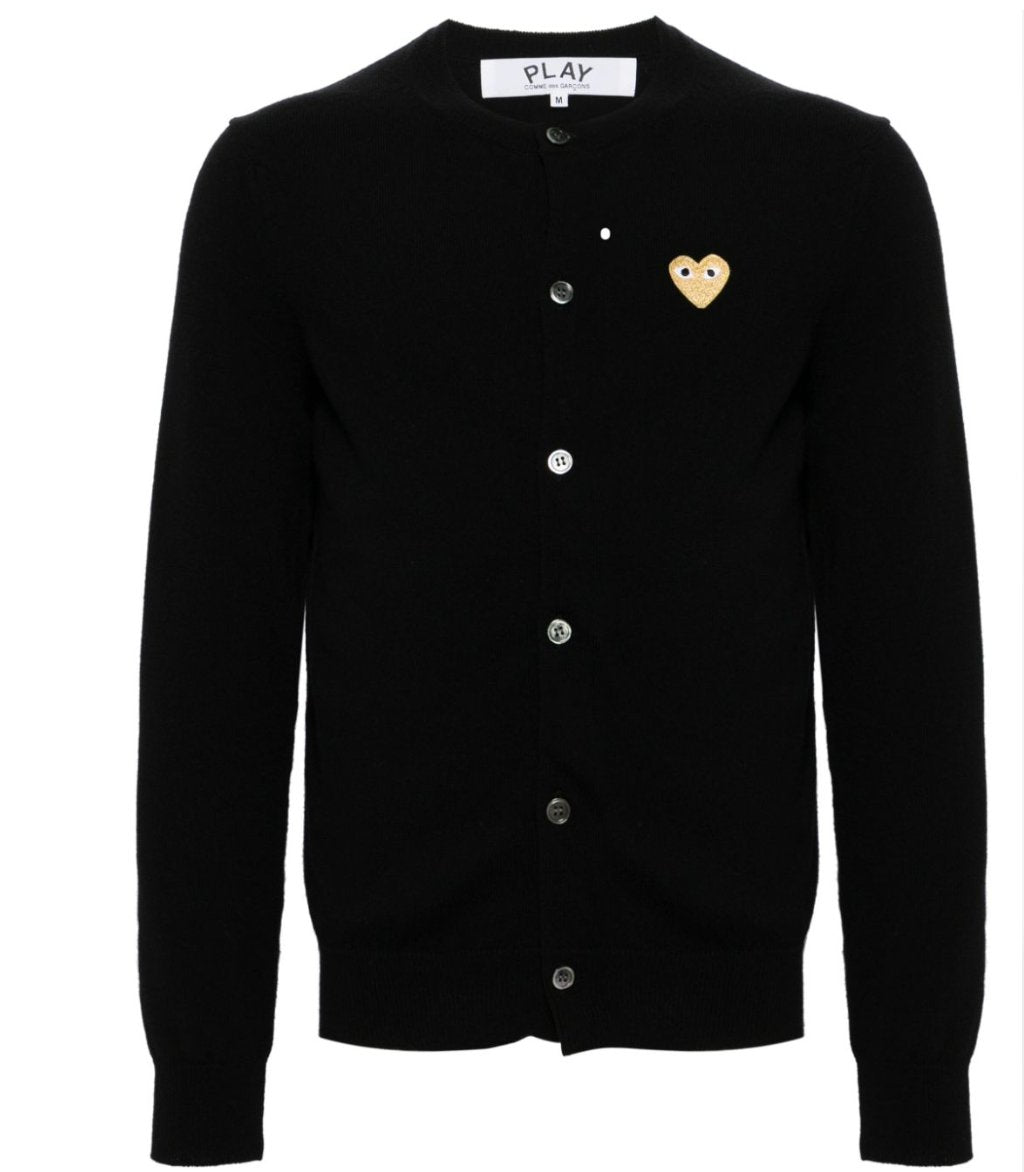 PLAY COMME DES GARÇONS PLAY embroidered heart wool - knit cardigan black COMME DES GARÇONS PLAY