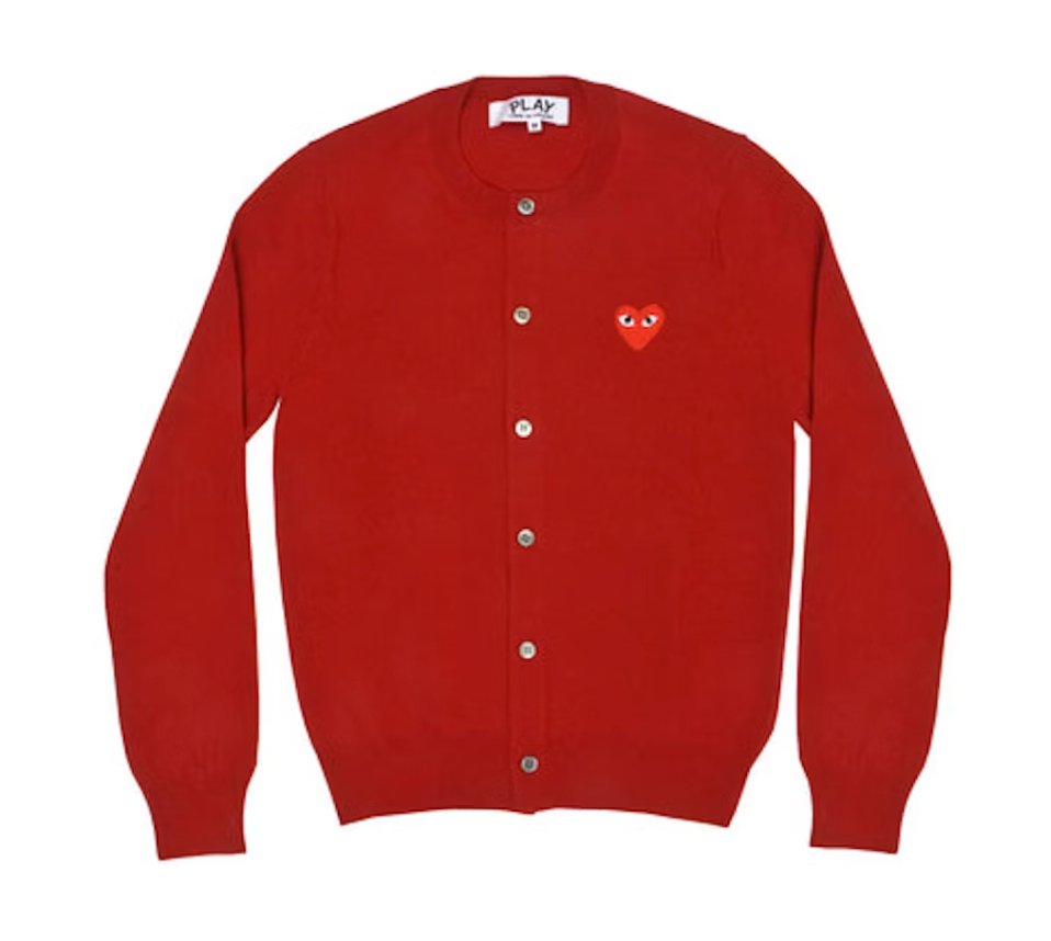 PLAY COMME DES GARÇONS PLAY embroidered heart wool - knit cardigan red COMME DES GARÇONS PLAY - enjoykidsus