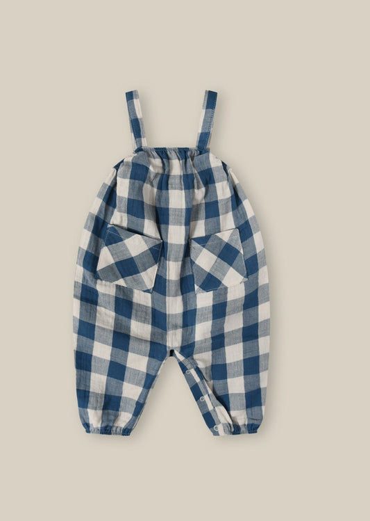 Pottery Blue Gingham Artisan Jumpsuit Organic Zoo - enjoykidsus