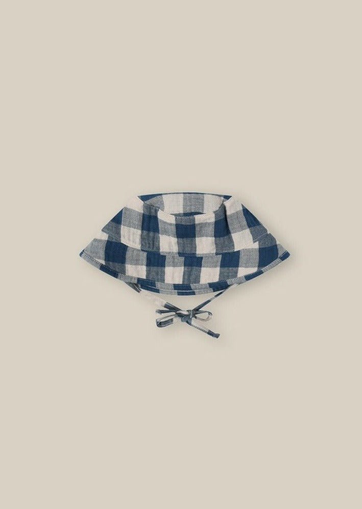 Organic Zoo Pottery Blue Gingham Bucket Sun Hat Organic Zoo