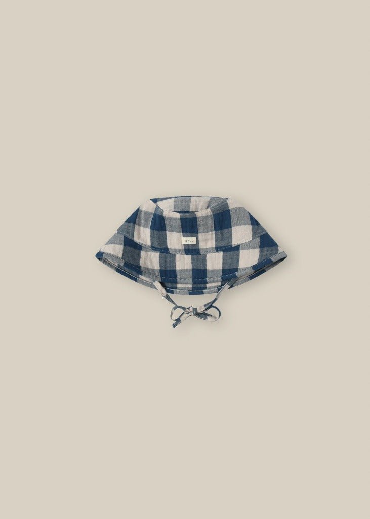 Organic Zoo Pottery Blue Gingham Bucket Sun Hat Organic Zoo
