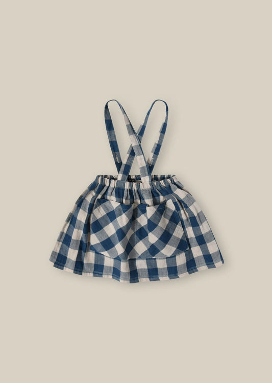 Pottery Blue Gingham Maker Crossback Skirt Organic Zoo - enjoykidsus