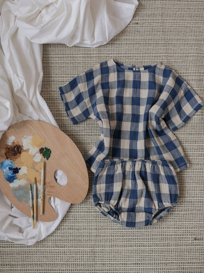 Pottery Blue Gingham Shortie Organic Zoo - enjoykidsus