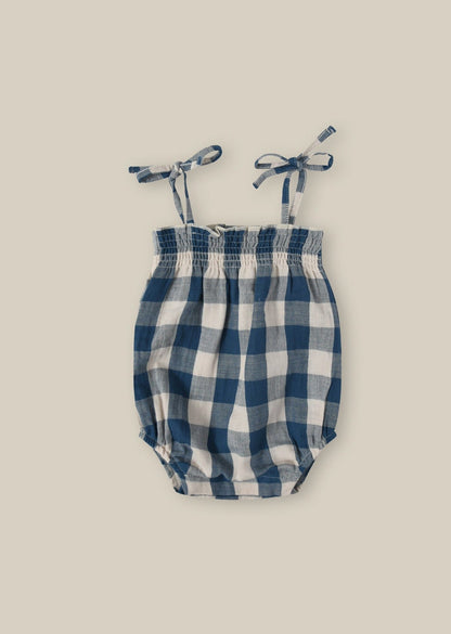 Pottery Blue Gingham Spaghetti Bodysuit Organic Zoo - enjoykidsus