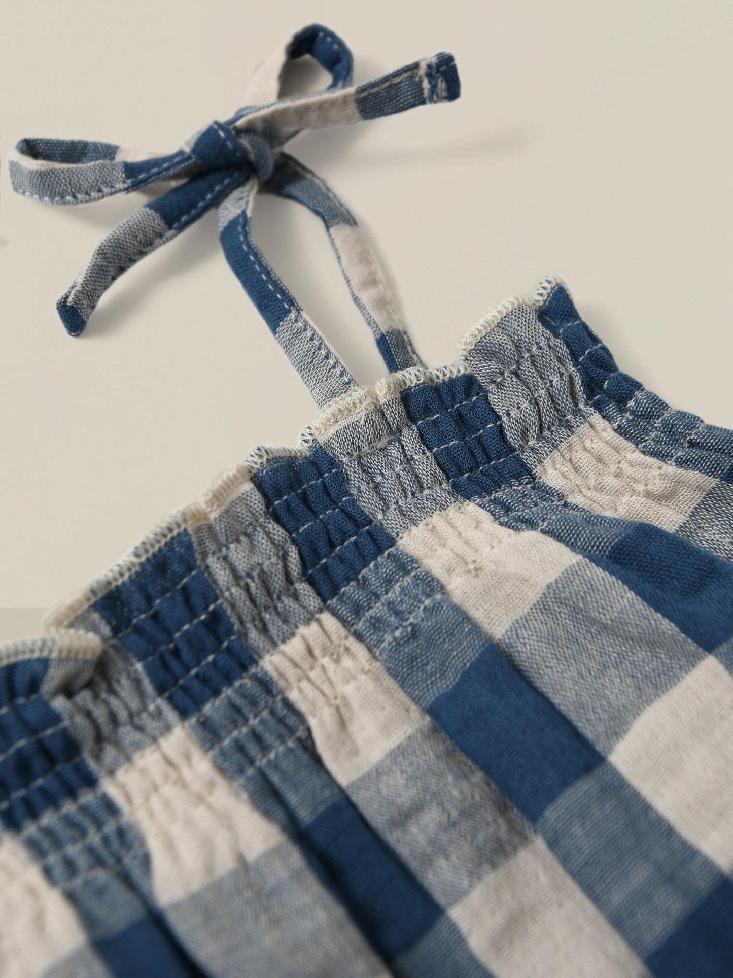 Pottery Blue Gingham Spaghetti Bodysuit Organic Zoo - enjoykidsus