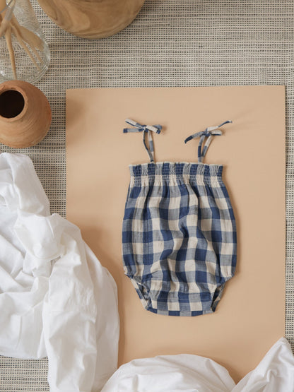 Pottery Blue Gingham Spaghetti Bodysuit Organic Zoo - enjoykidsus