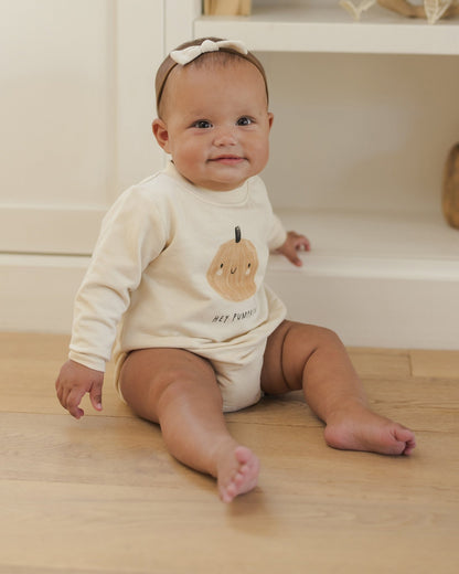 Quincy Mae Crewneck Bubble Romper || Pumpkin Quincy Mae New