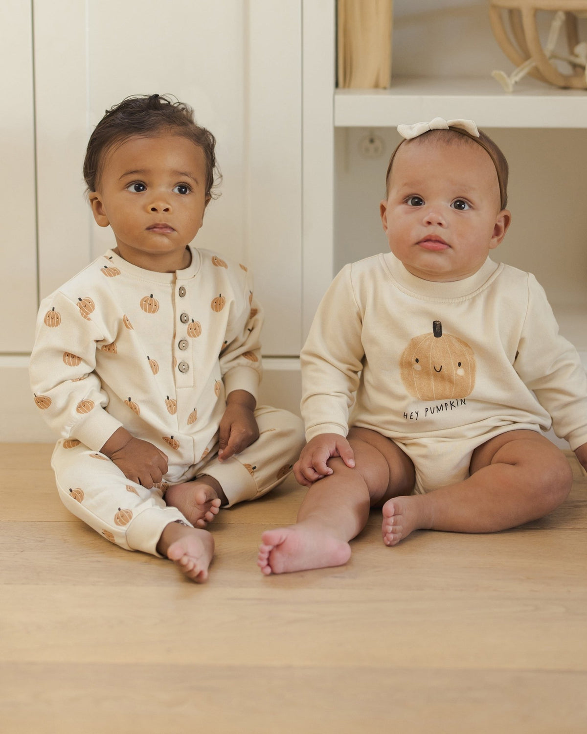 Quincy Mae Crewneck Bubble Romper || Pumpkin Quincy Mae New