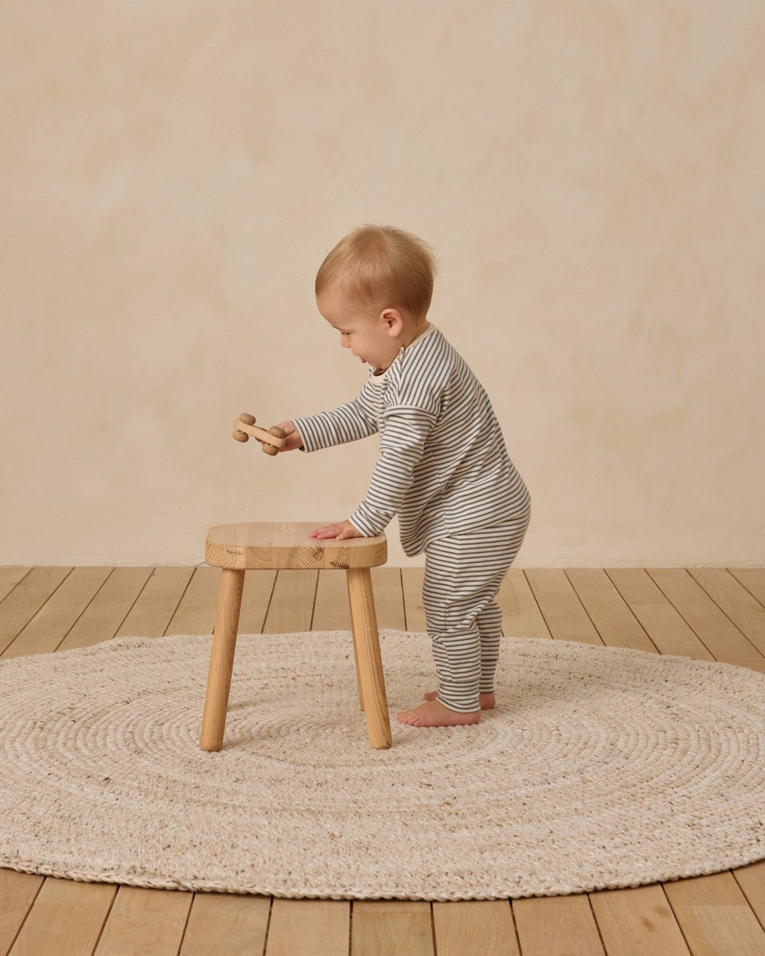 Quincy Mae Drawstring Pant || Ocean Micro Stripe Quincy Mae