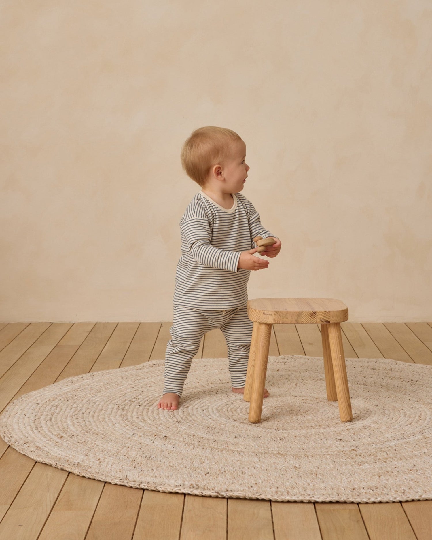 Quincy Mae Drawstring Pant || Ocean Micro Stripe Quincy Mae