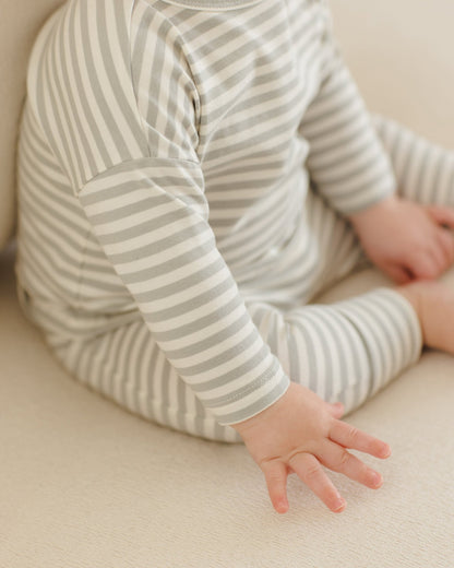 Quincy Mae Drawstring Pant || Sage Stripe Quincy Mae