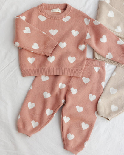 Quincy Mae Heart Knit Pants Pink Quincy Mae