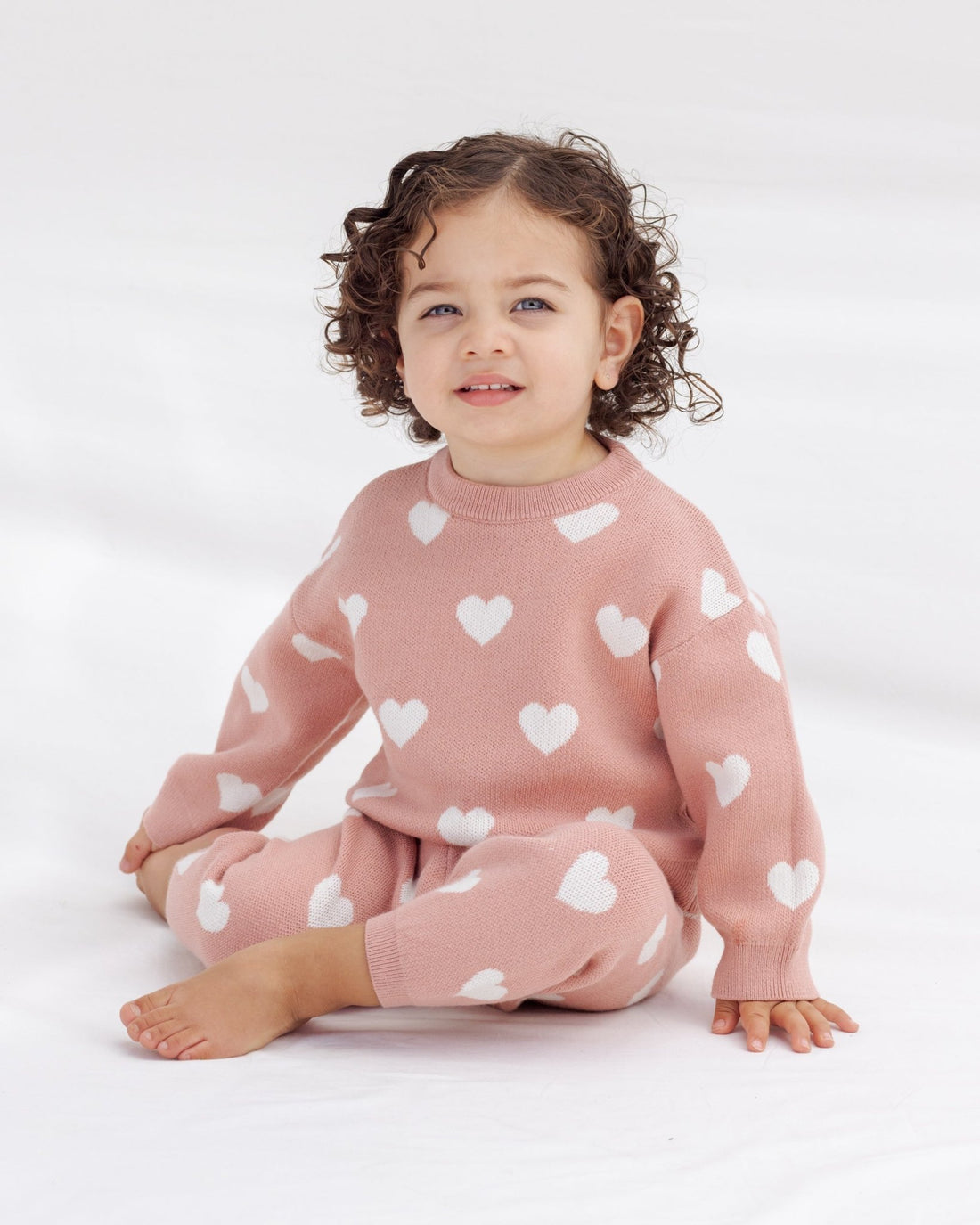 Quincy Mae Heart Knit Sweater Pink Quincy Mae