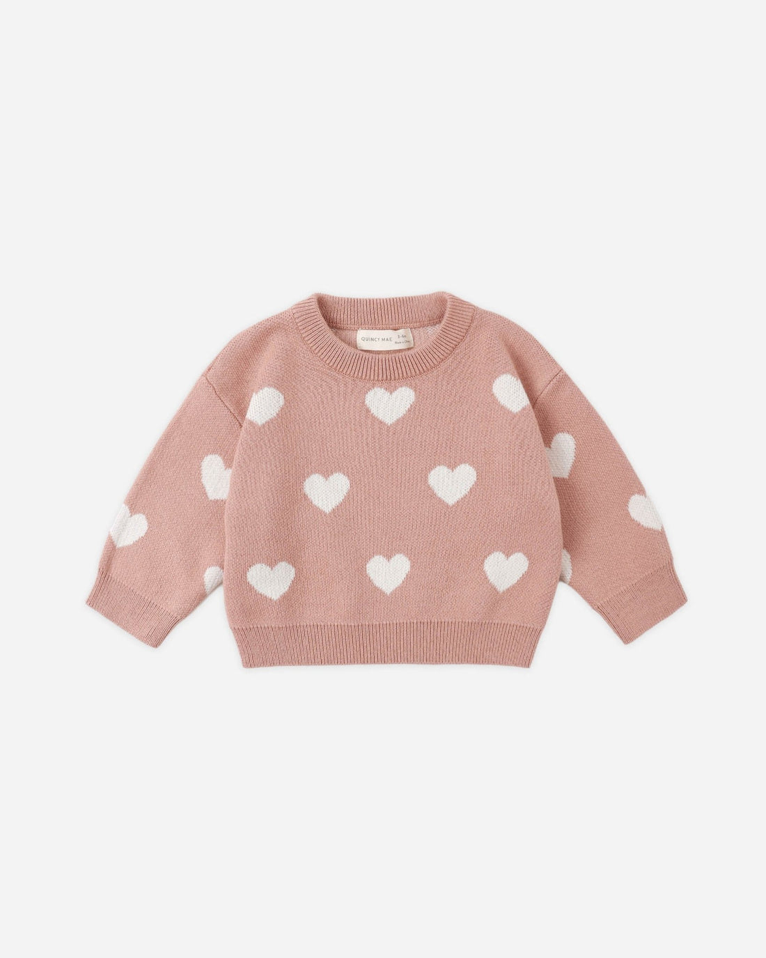 Quincy Mae Heart Knit Sweater Pink Quincy Mae
