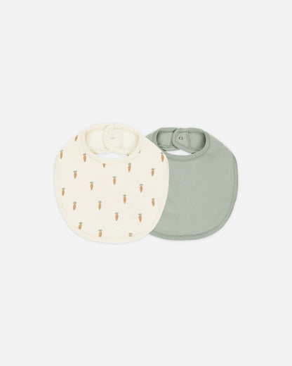 Quincy Mae Jersey Snap Bib, 2 Pack || Carrots, Sage Quincy Mae