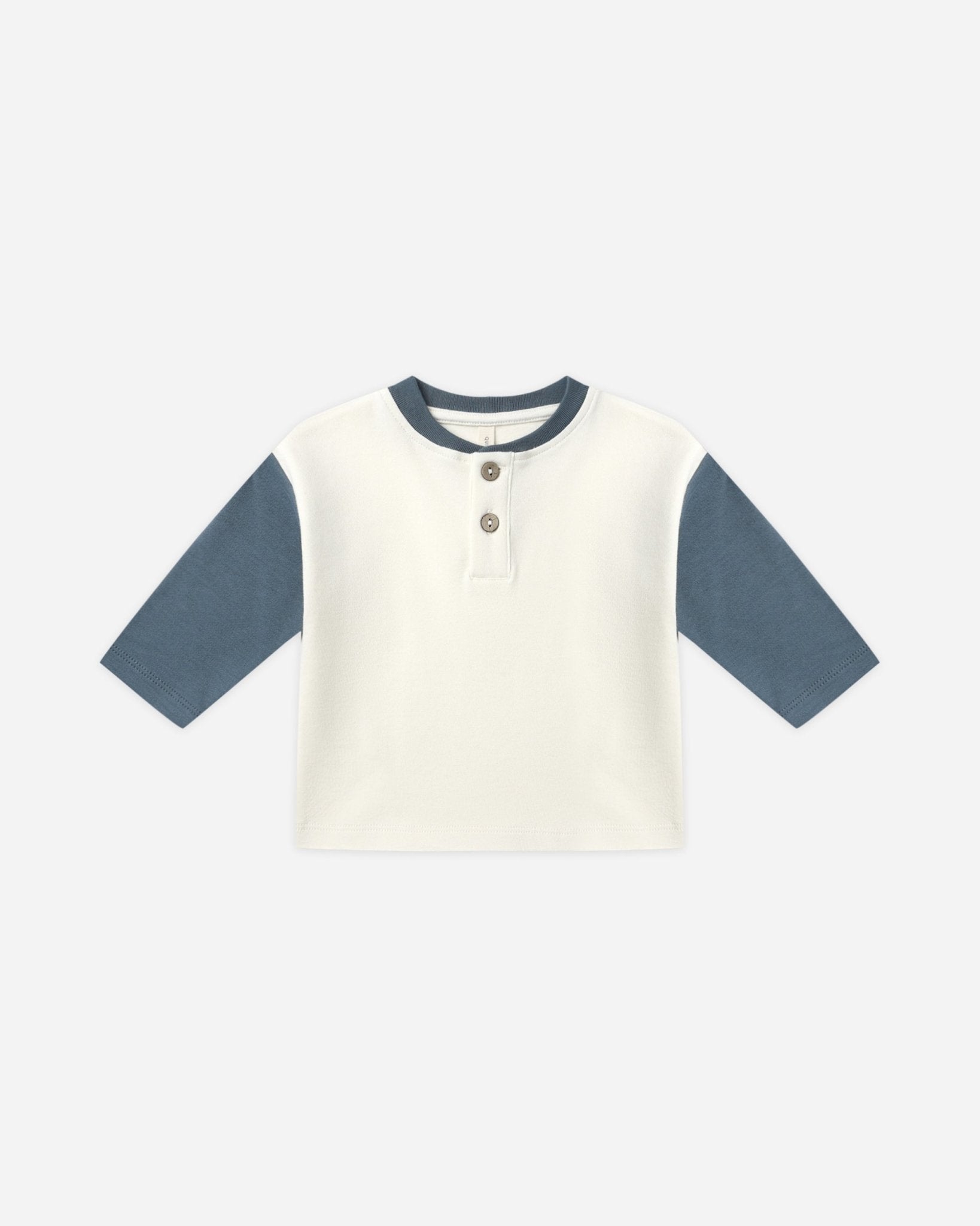 Quincy Mae Long Sleeve Henley Tee || Ocean Quincy Mae