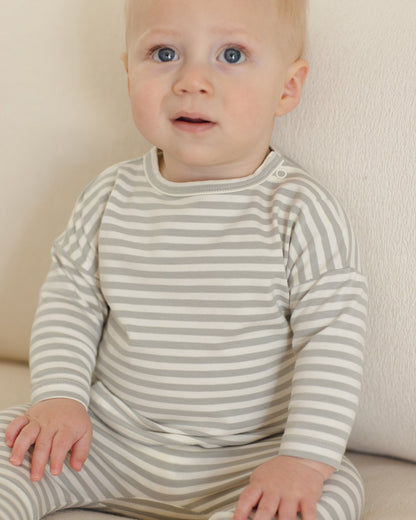 Quincy Mae Long Sleeve Tee || Sage Stripe Quincy Mae