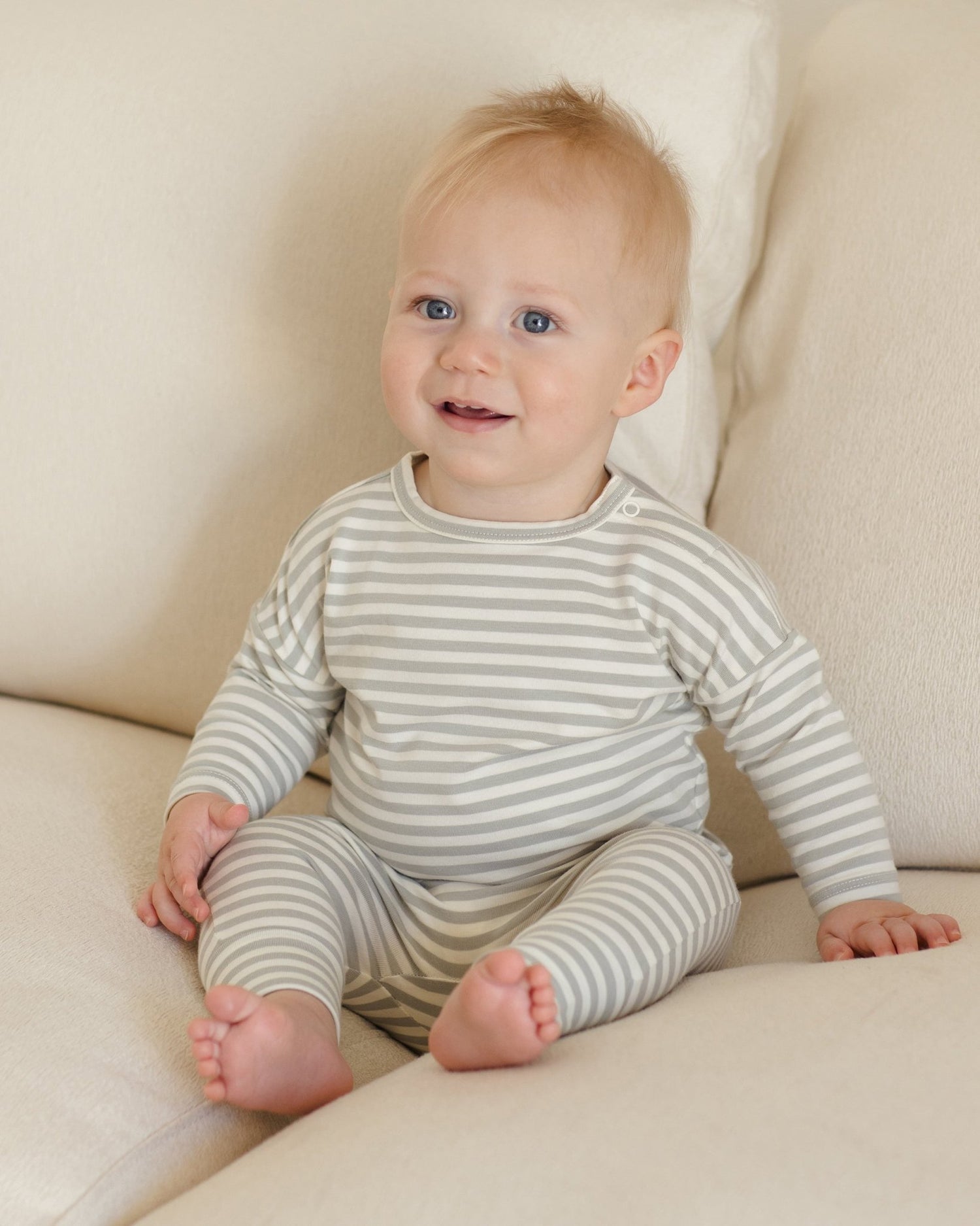 Quincy Mae Long Sleeve Tee || Sage Stripe Quincy Mae