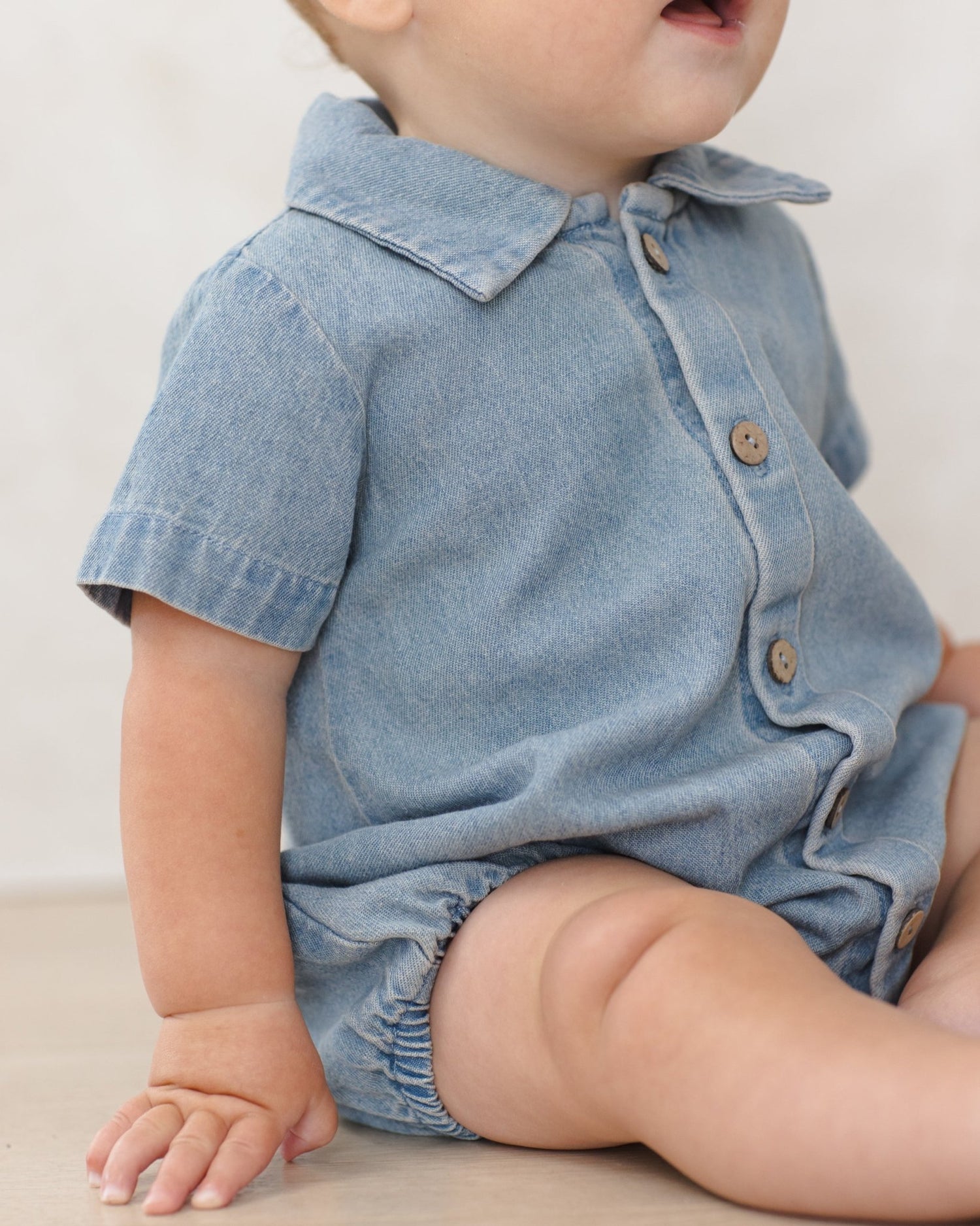 Quincy Mae Matteo Romper Lightweight Denim Quincy Mae