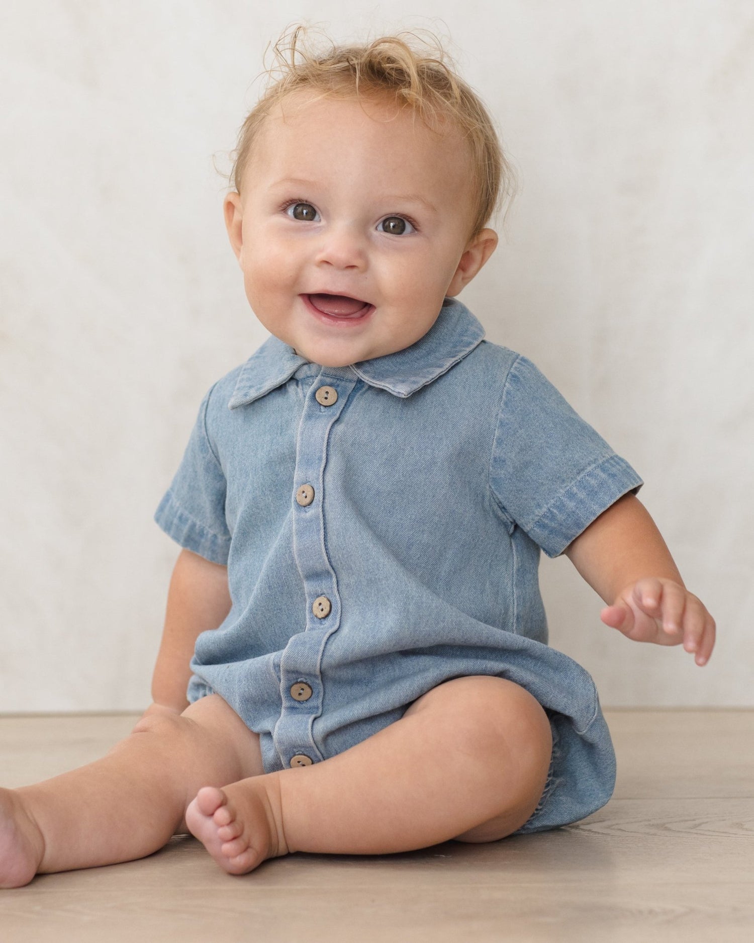 Quincy Mae Matteo Romper Lightweight Denim Quincy Mae