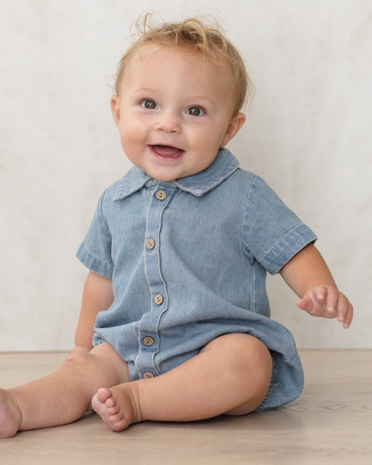 Quincy Mae Matteo Romper Lightweight Denim Quincy Mae