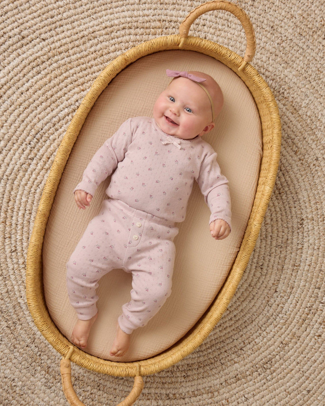 Quincy Mae Pointelle Long Sleeve Tee + Legging || Lilac Ditsy Quincy Mae