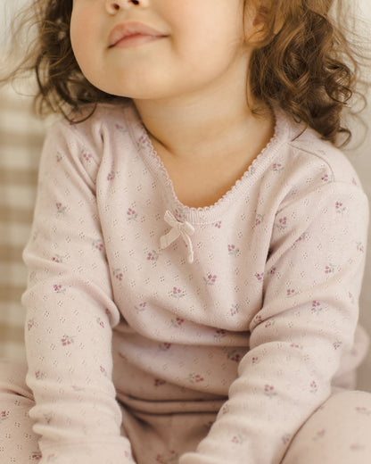 Quincy Mae Pointelle Long Sleeve Tee + Legging || Lilac Ditsy Quincy Mae