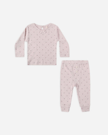 Quincy Mae Pointelle Long Sleeve Tee + Legging || Lilac Ditsy Quincy Mae