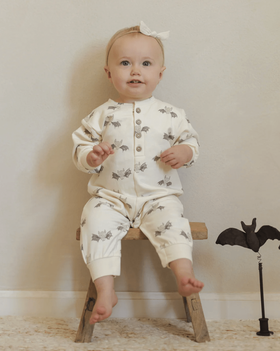 Quincy Mae Relaxed Fleece Jumpsuit || Bats Quincy Mae New